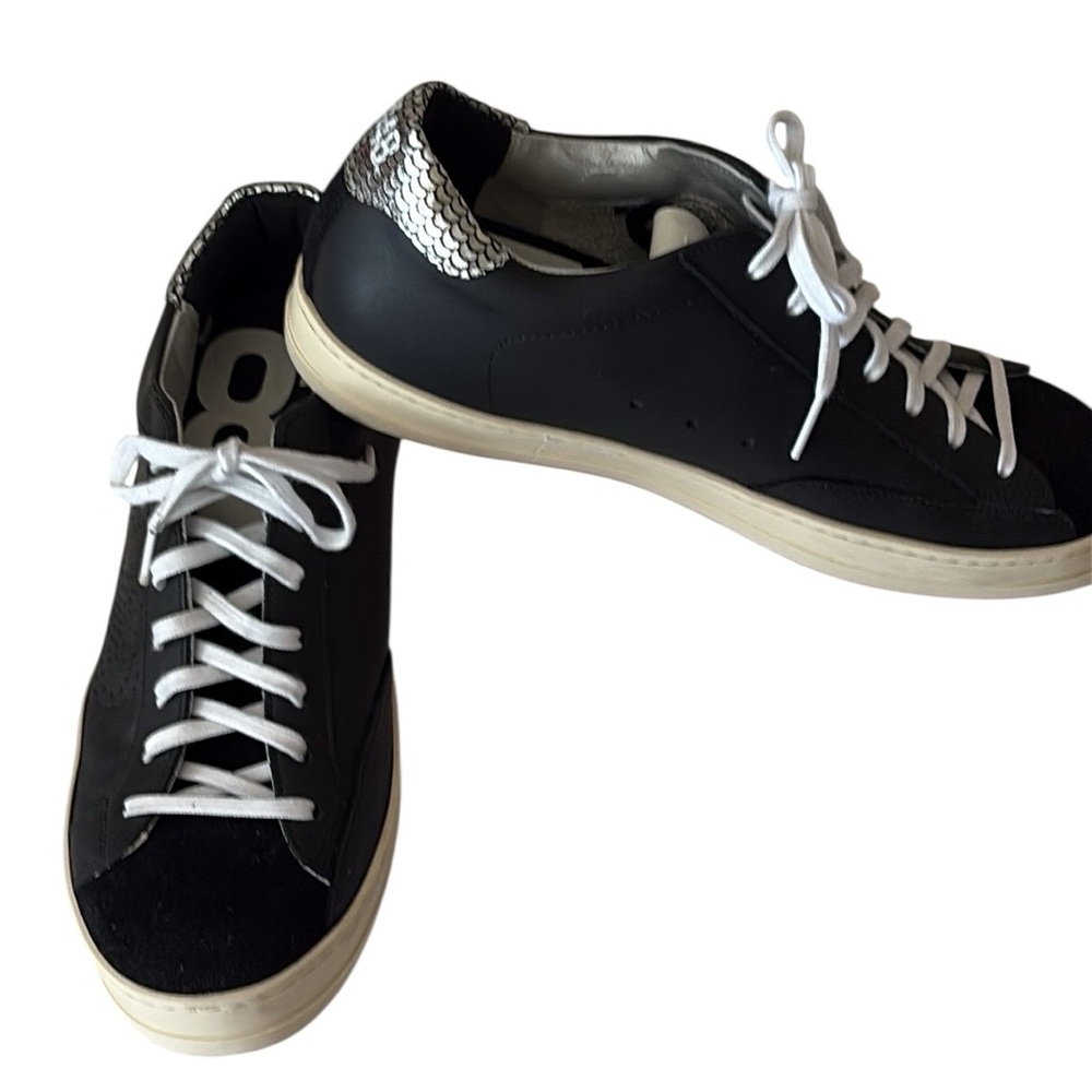 P448 Made in Italy Black Suede with Silver Metallic accent,W42=11.5/12, M=9.5-10 - Picture 2 of 16